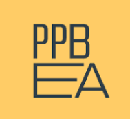PPBEA logo in dark blue on a mustard yellow background