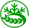 Green circular logo with a snowflake tree above a leafy branch design