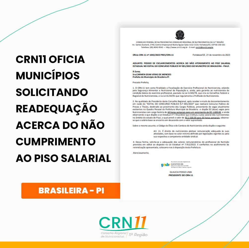 CRN11 anuncia ofício a municípios sobre readequação do piso salarial do psi