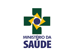 Logotipo do Ministério da Saúde com cruz verde e amarela e círculo azul central