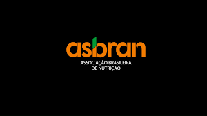 Logotipo da Asbran em laranja e verde sobre fundo preto, com o subtítulo “Associação Brasileira de Nutrição”.
