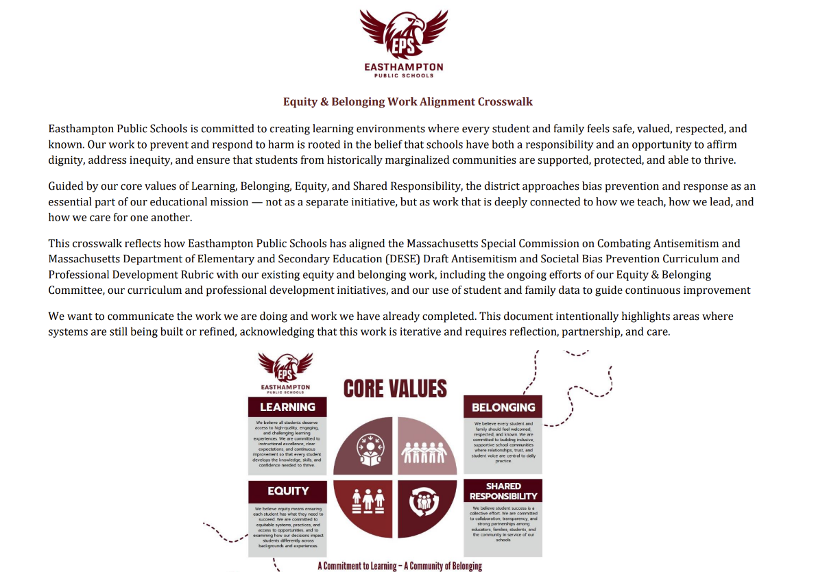 This is a screenshot image of the first page of the linked document. It shows the EPS logo, and an image of the Core Values that drives our work. 