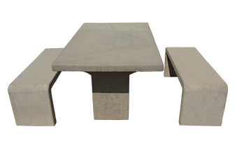 Juego de mesa rectangular con dos bancas