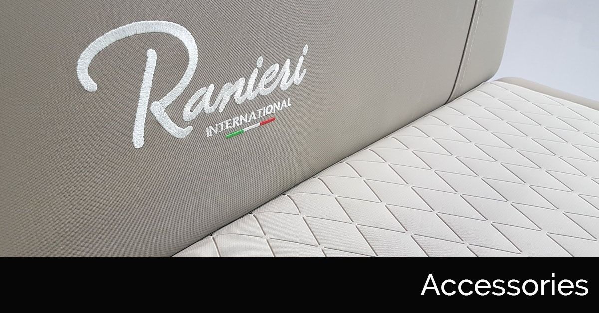 Close-up of a gray Ranier mattress with white quilted top and