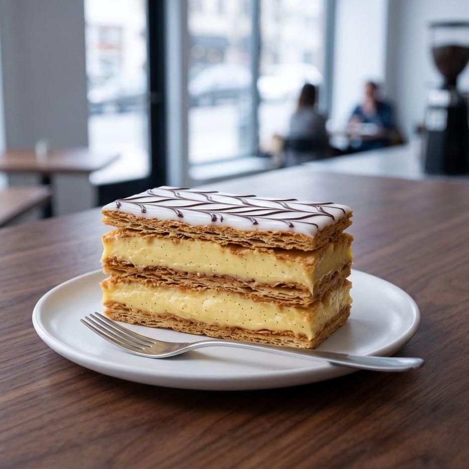 a slice of mille feuille