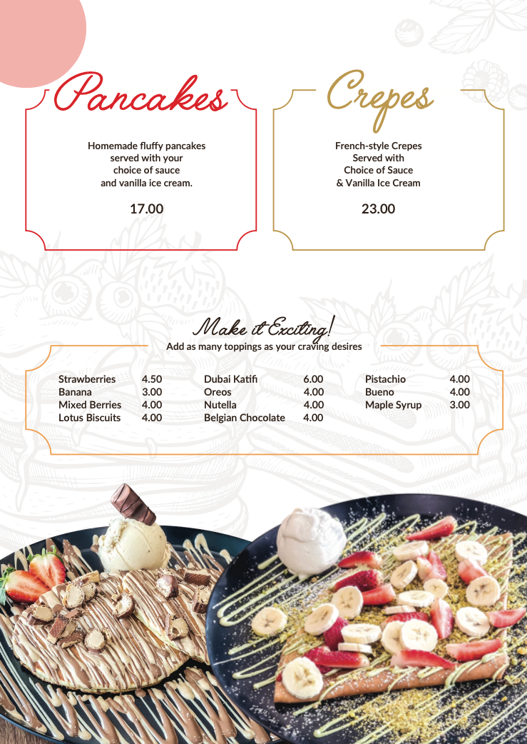pancakes and crepes menu