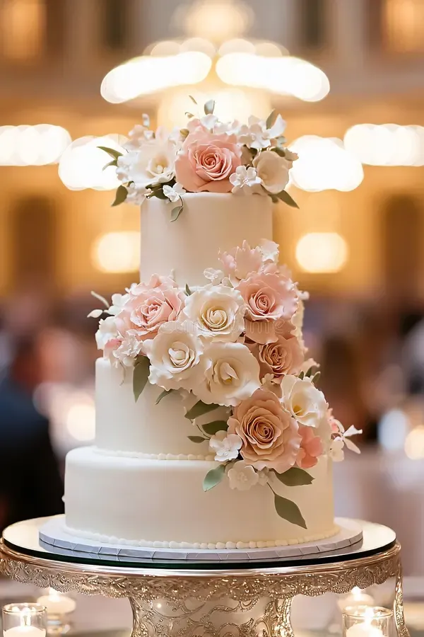 Three-tier wedding cake