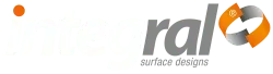 Logo reading “ral surface designs” with an orange and gray circular graphic on a white background