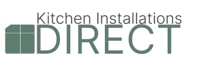 The logo for Kitchen Installations DIRECT in sage green text on a white background, featuring a square icon.