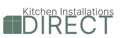 The logo for Kitchen Installations DIRECT in sage green text on a white background, featuring a square icon.