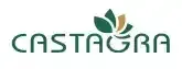 Logo for Castagra, with green text and a green and gold leaf design.