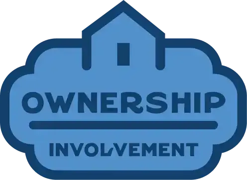 Blue badge with house outline,
