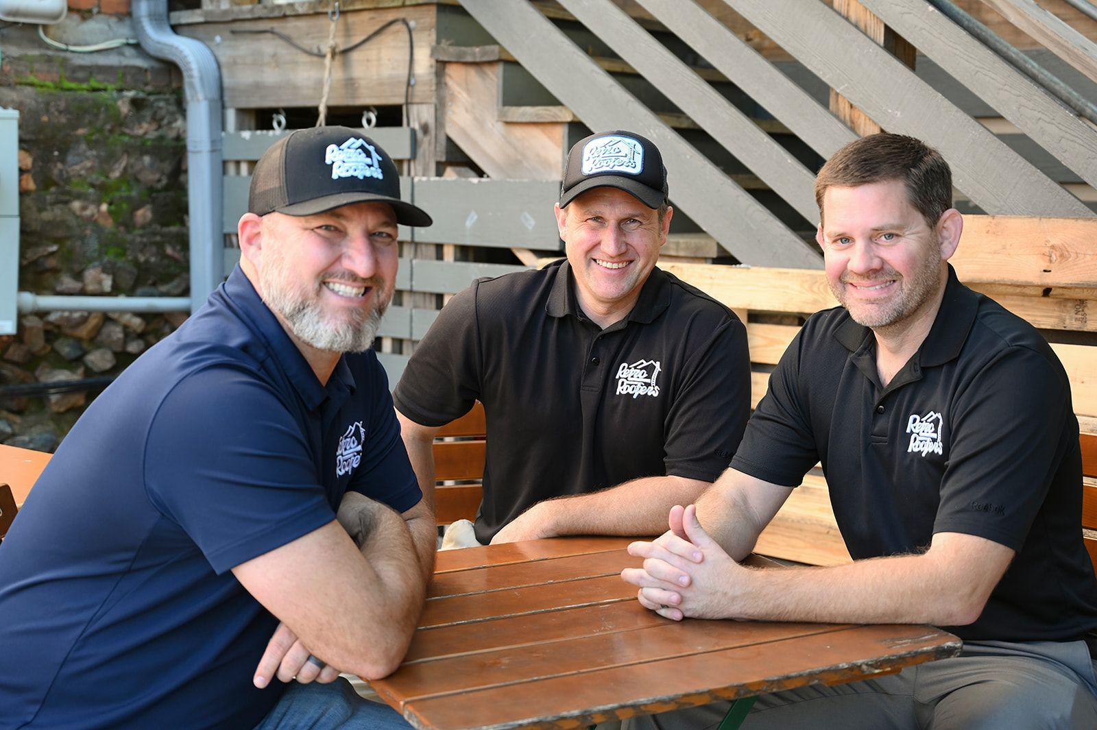 Retro roofers team