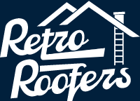 Retro Roofers White logo of