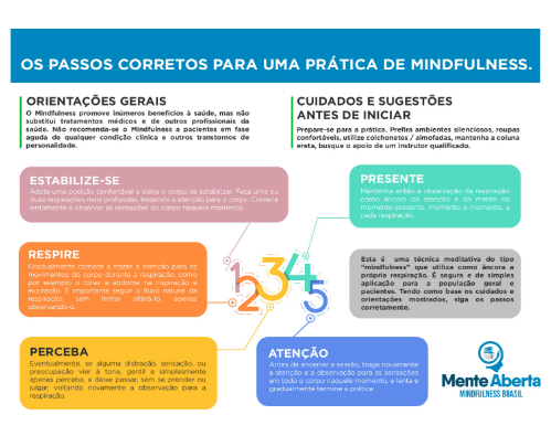 A poster that says os passos corretos para uma pratica de mindfulness