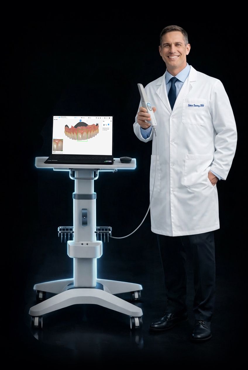Intelliscan Model Y intraoral scanner with digital background