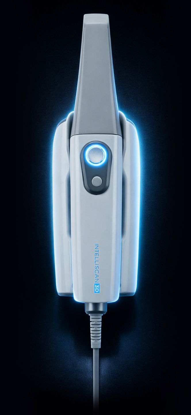 Intelliscan Model Y intraoral scanner with digital background