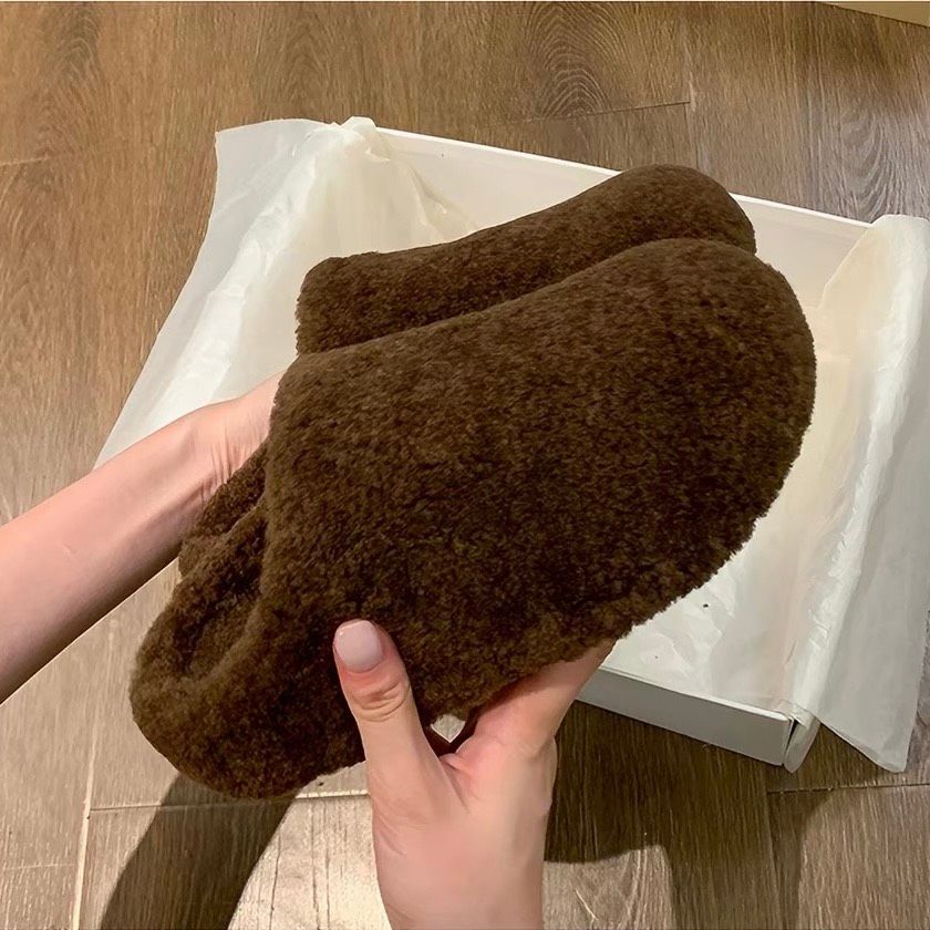 【厚底毛毛勃肯拖鞋】