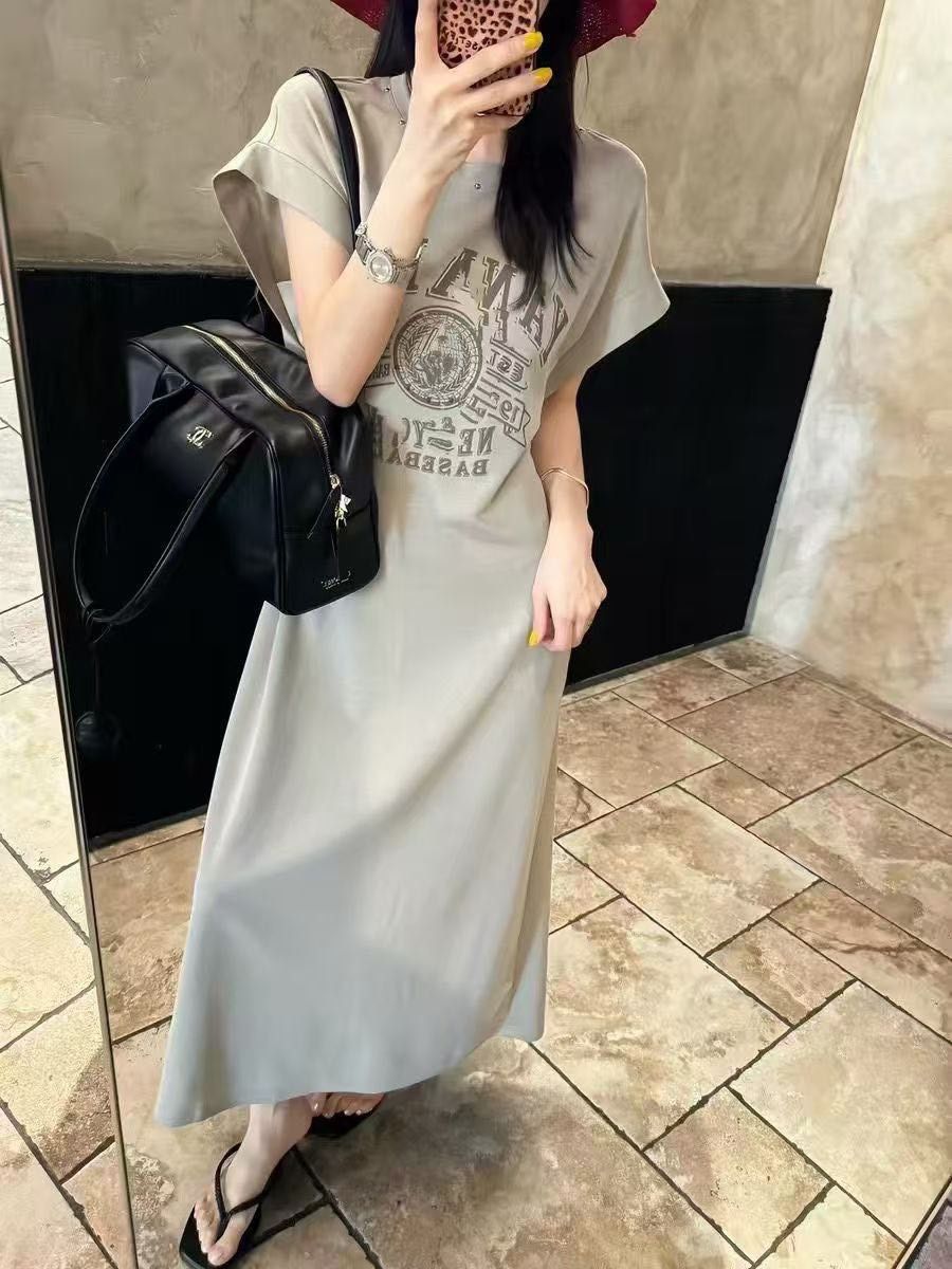 ✨ 美式棒球後扭結長洋裝
