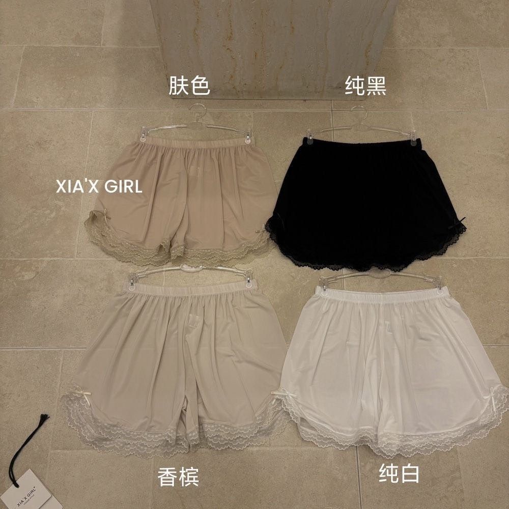超級福利❗️到手2條❗️ 甜美風蕾絲蝴蝶結冰絲防曝光安全褲?