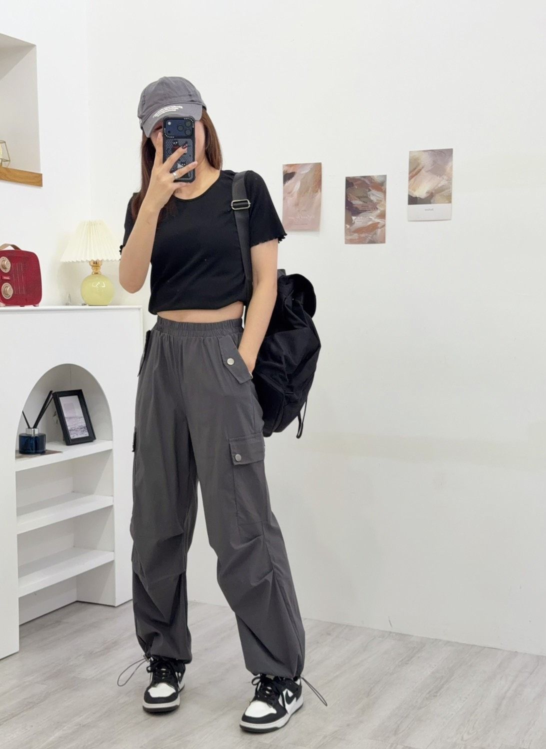 ㊙️美安獨家優惠免運㊙️    306-9073新款韓國??萊卡下抽繩工裝休閒褲
