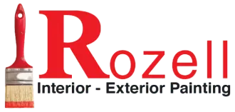 Logo for Rozell Interior - Exterior Painting, with a red paintbrush to the left and red text.