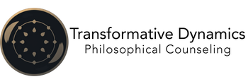A logo for transformative dynamics philosophical counseling.