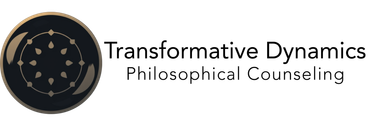 A logo for transformative dynamics philosophical counseling.