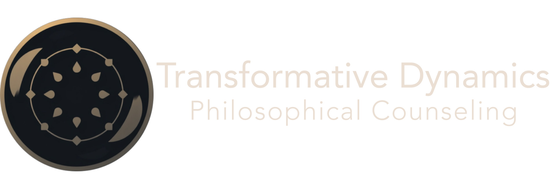 A logo for transformative dynamics philosophical counseling.