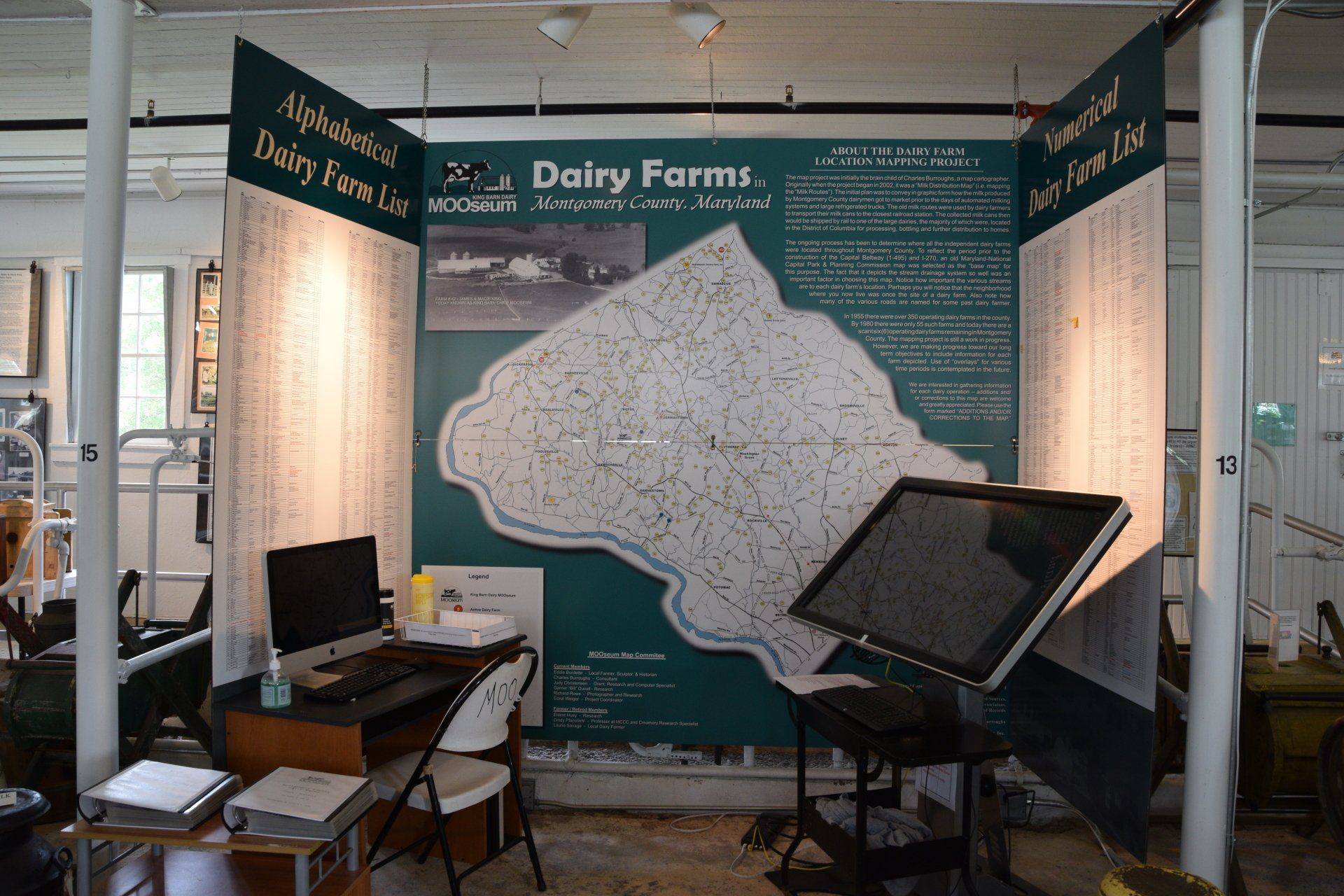 A MOO map of dairy farms is displayed in a the MOOseum