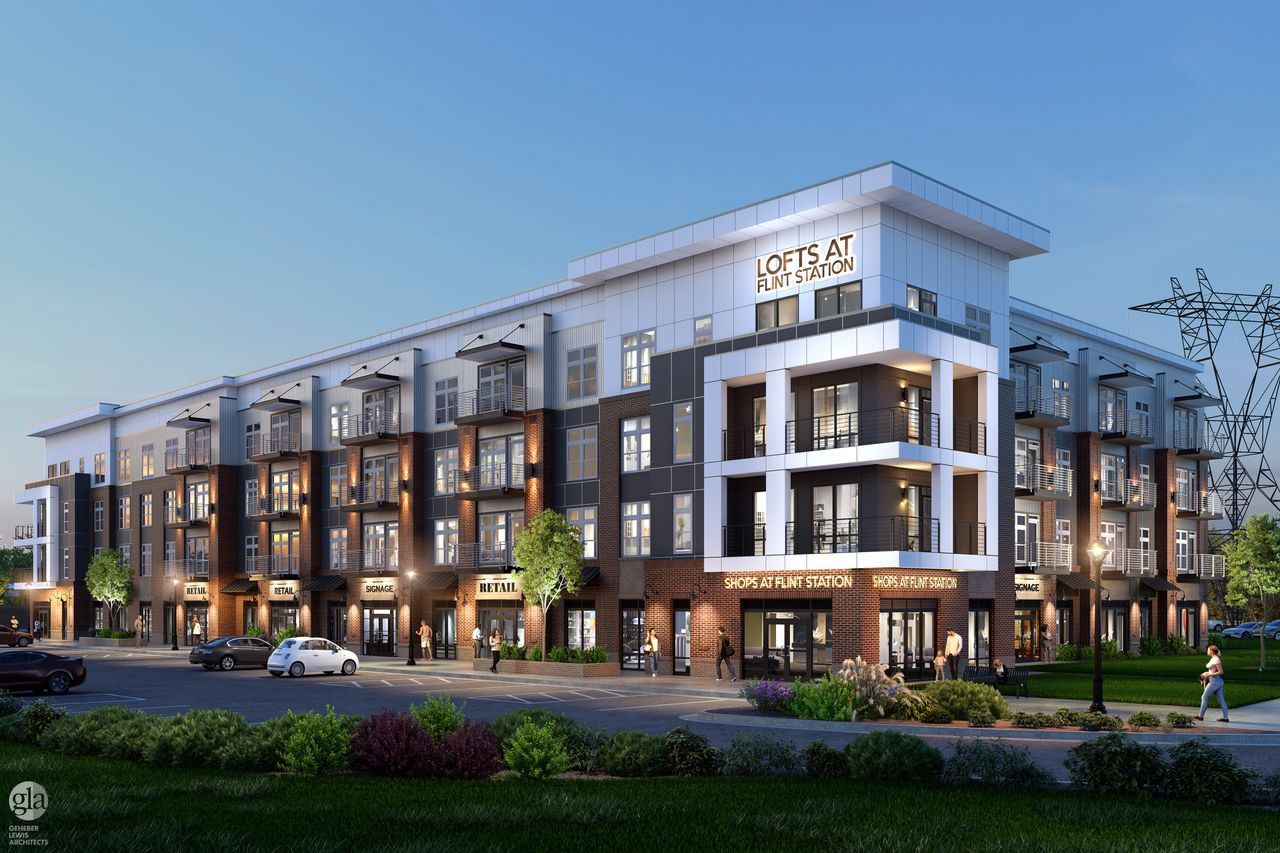 Exterior rendering of the Lofts at Flint Station.