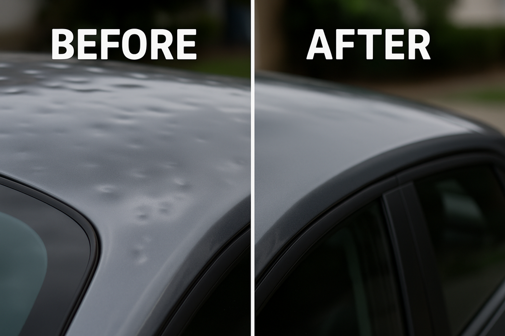 Roof hail damage repaired using PDR