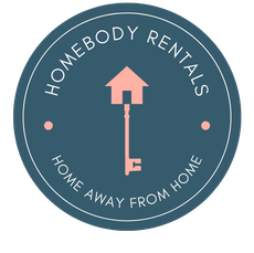 A logo for homebody rentals home away from home
