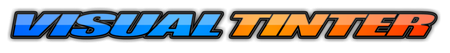 A blue and orange logo for visual tinter on a white background