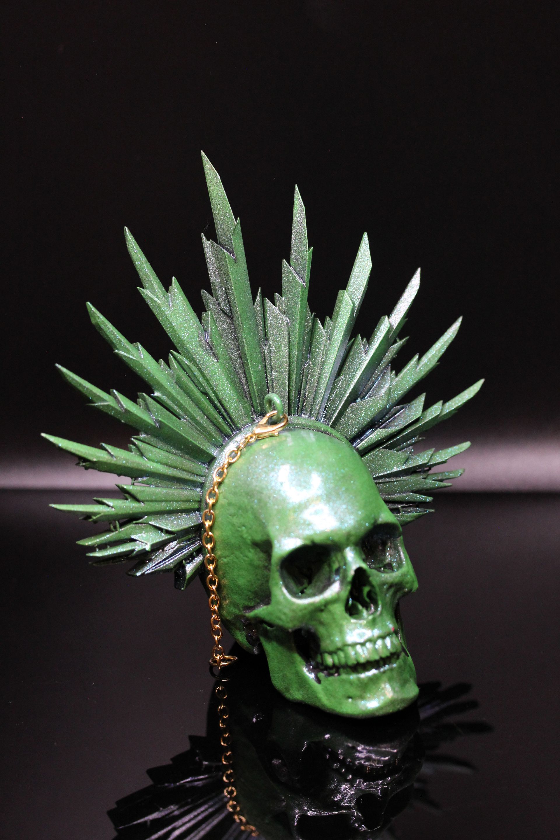 Skull With Rays:  Green Antique