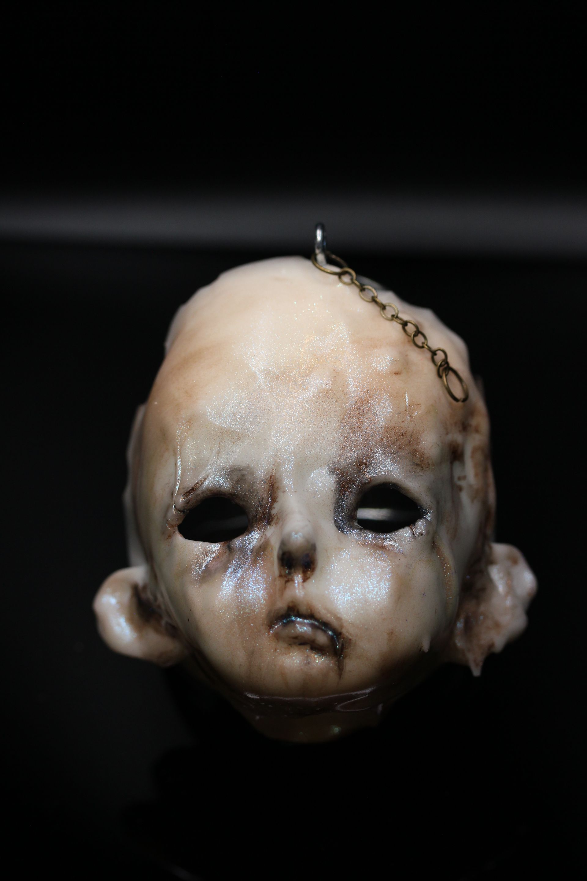 Melted Doll Head:  White Antique