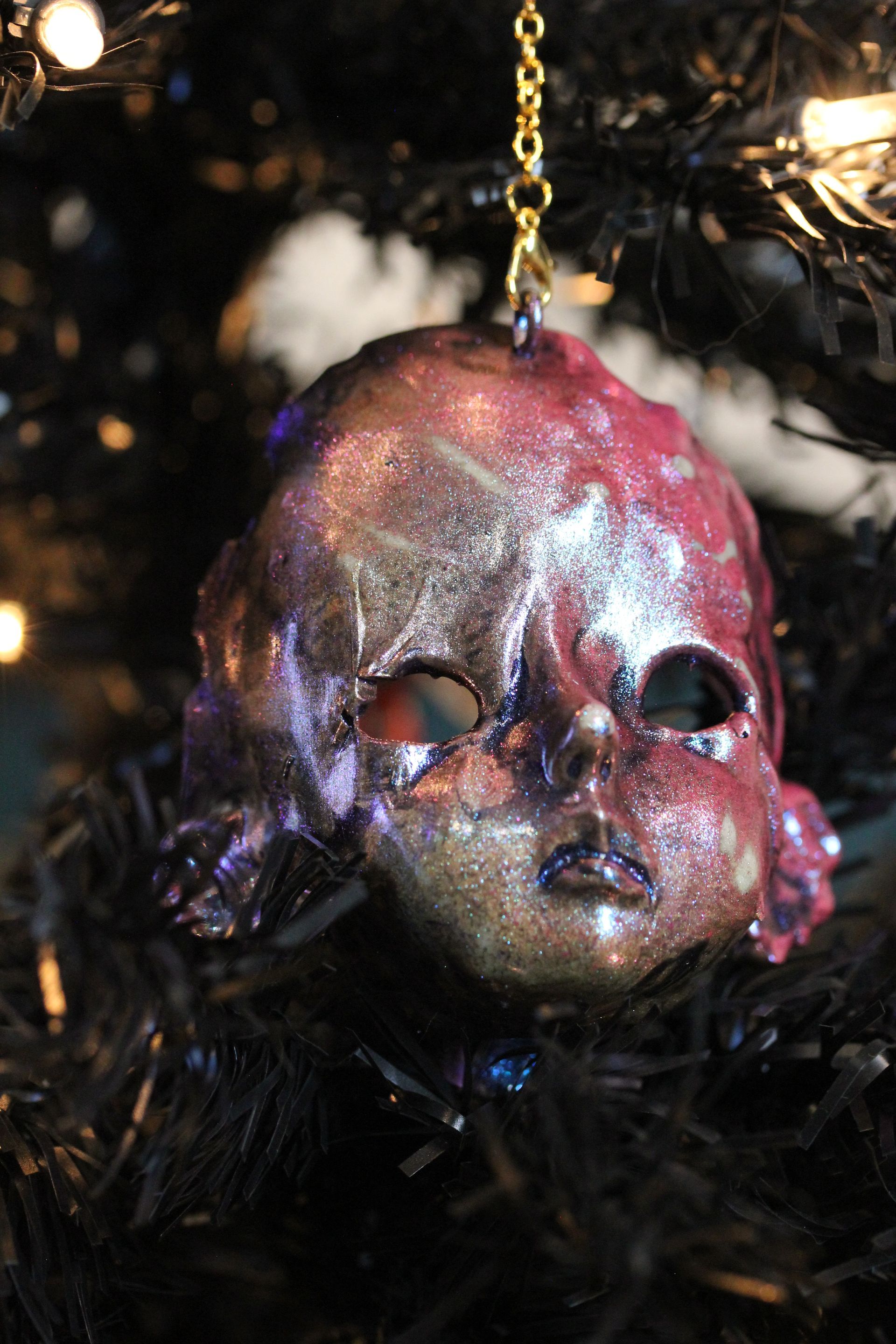 Melted Doll Head: Pink & Gold Luster