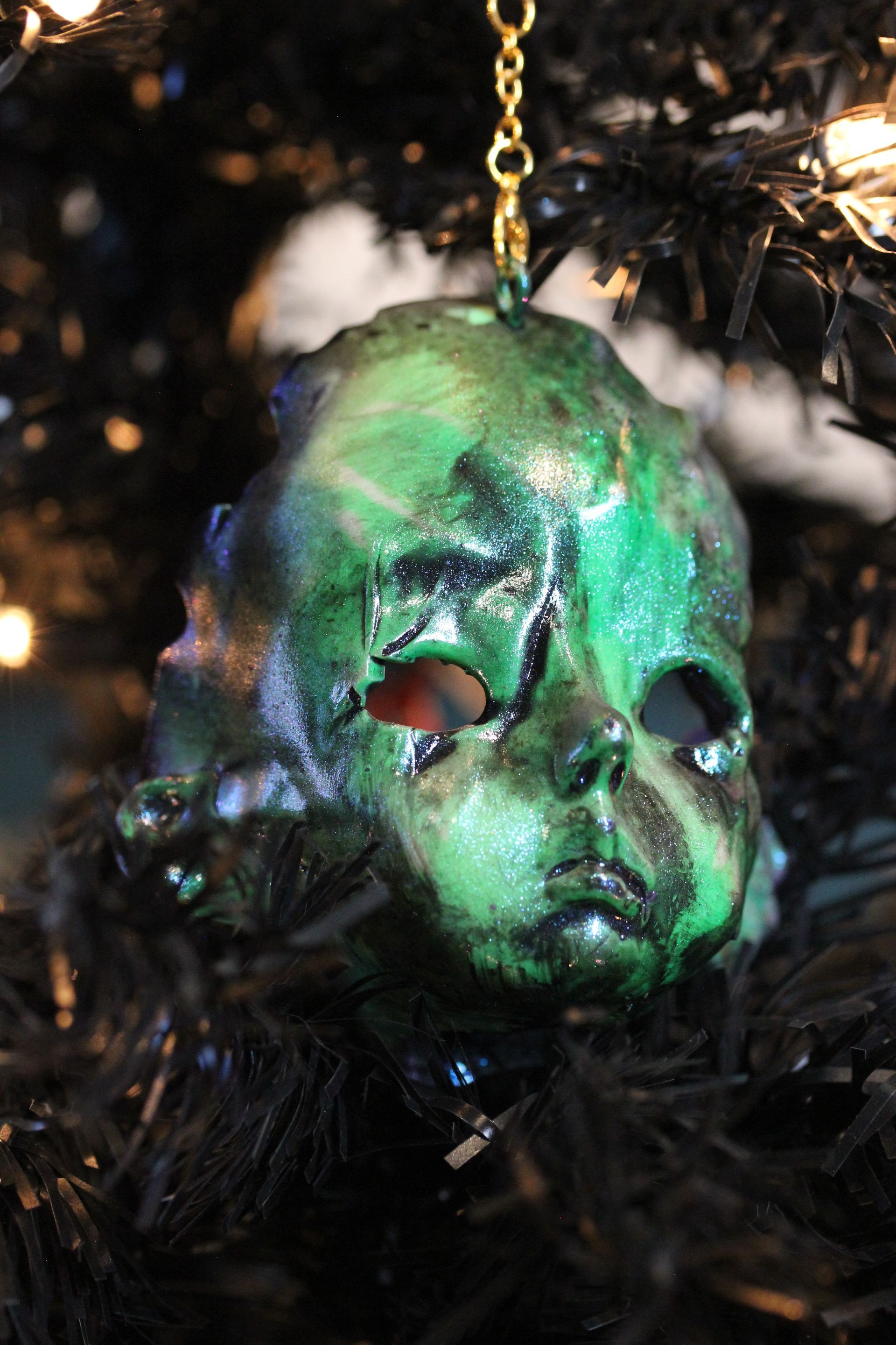 Melted Doll Head: Nuclear Green Antique
