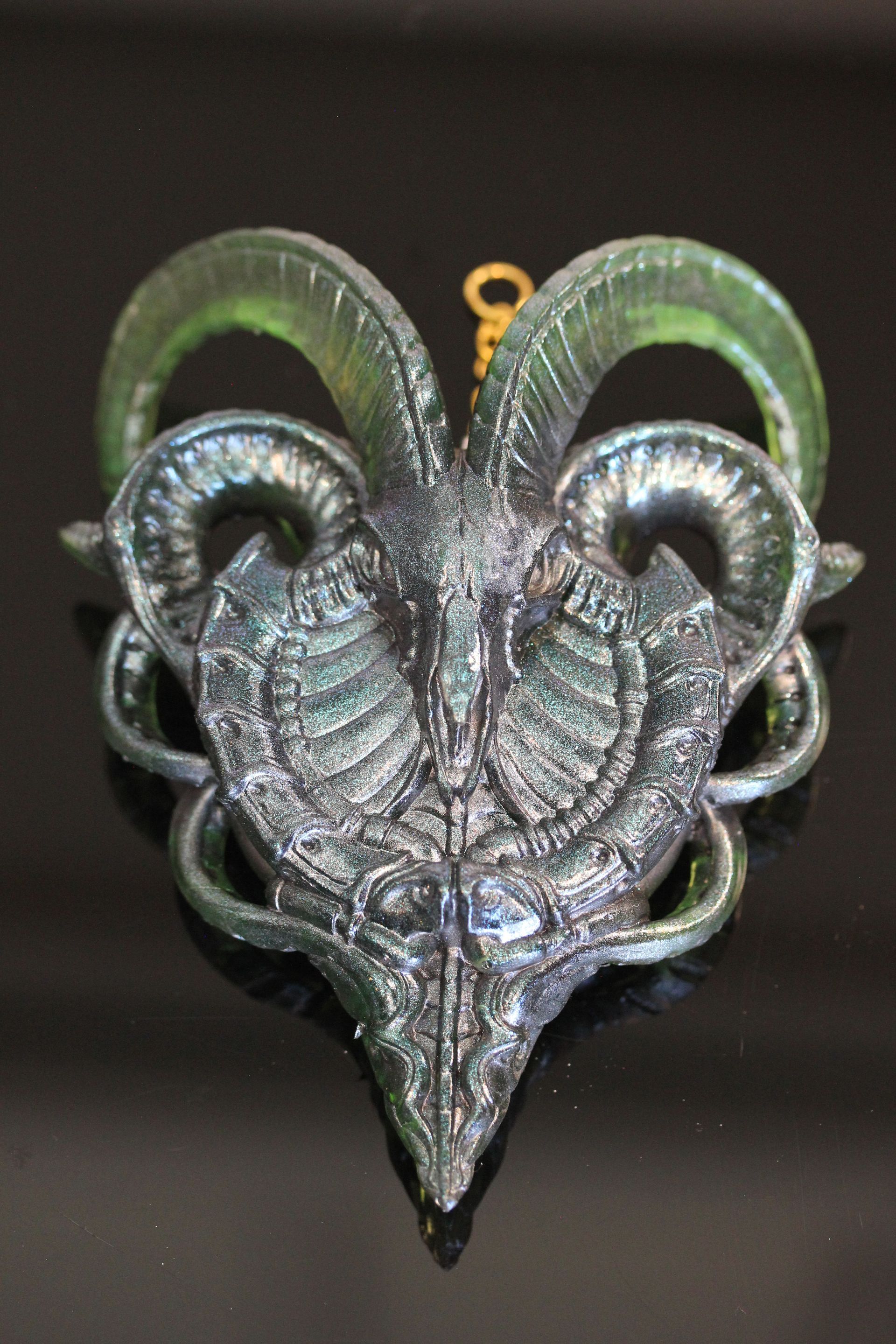 BioMechanical Goat:  Translucent Green Antique