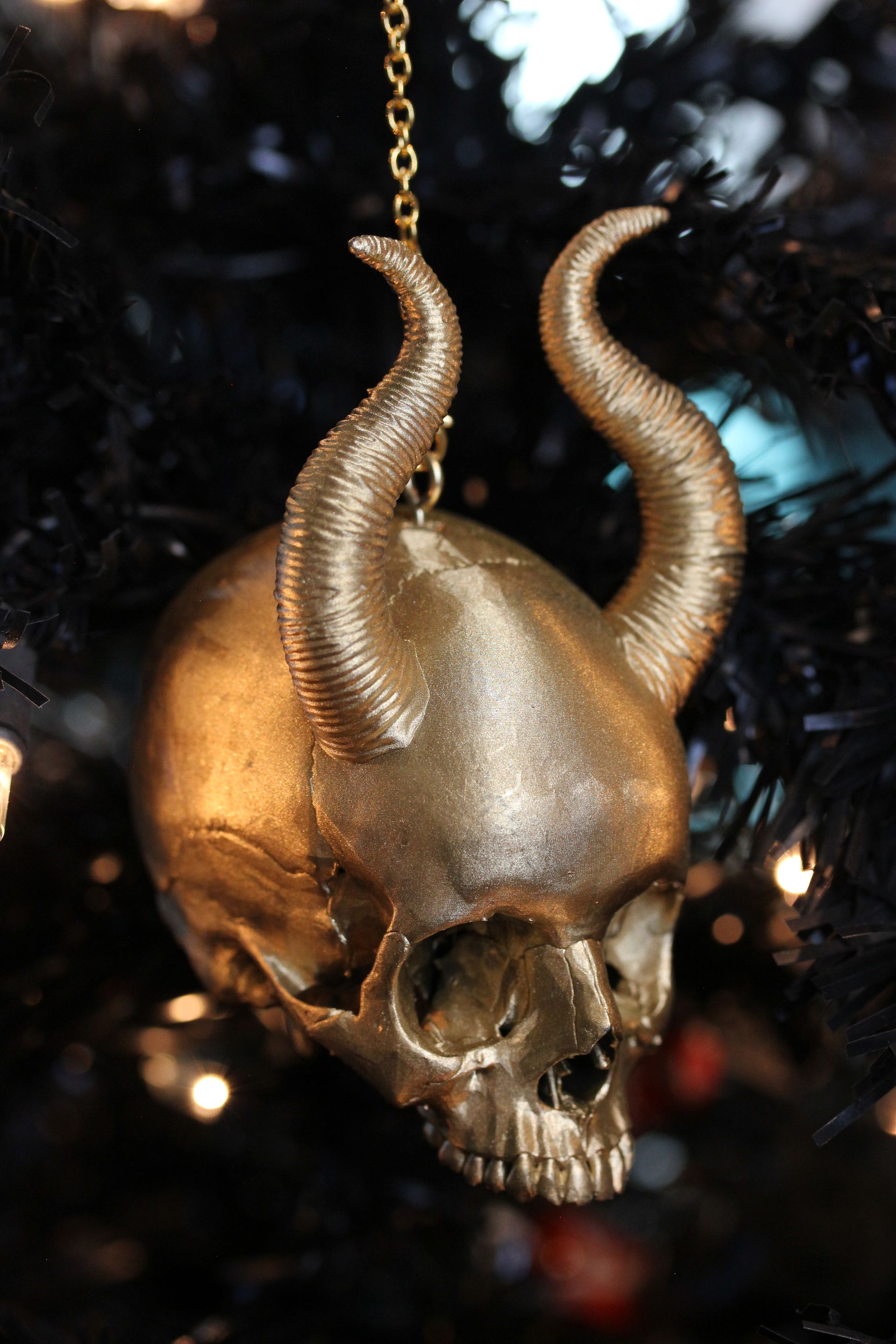 Baby Skull With Horns: Gold