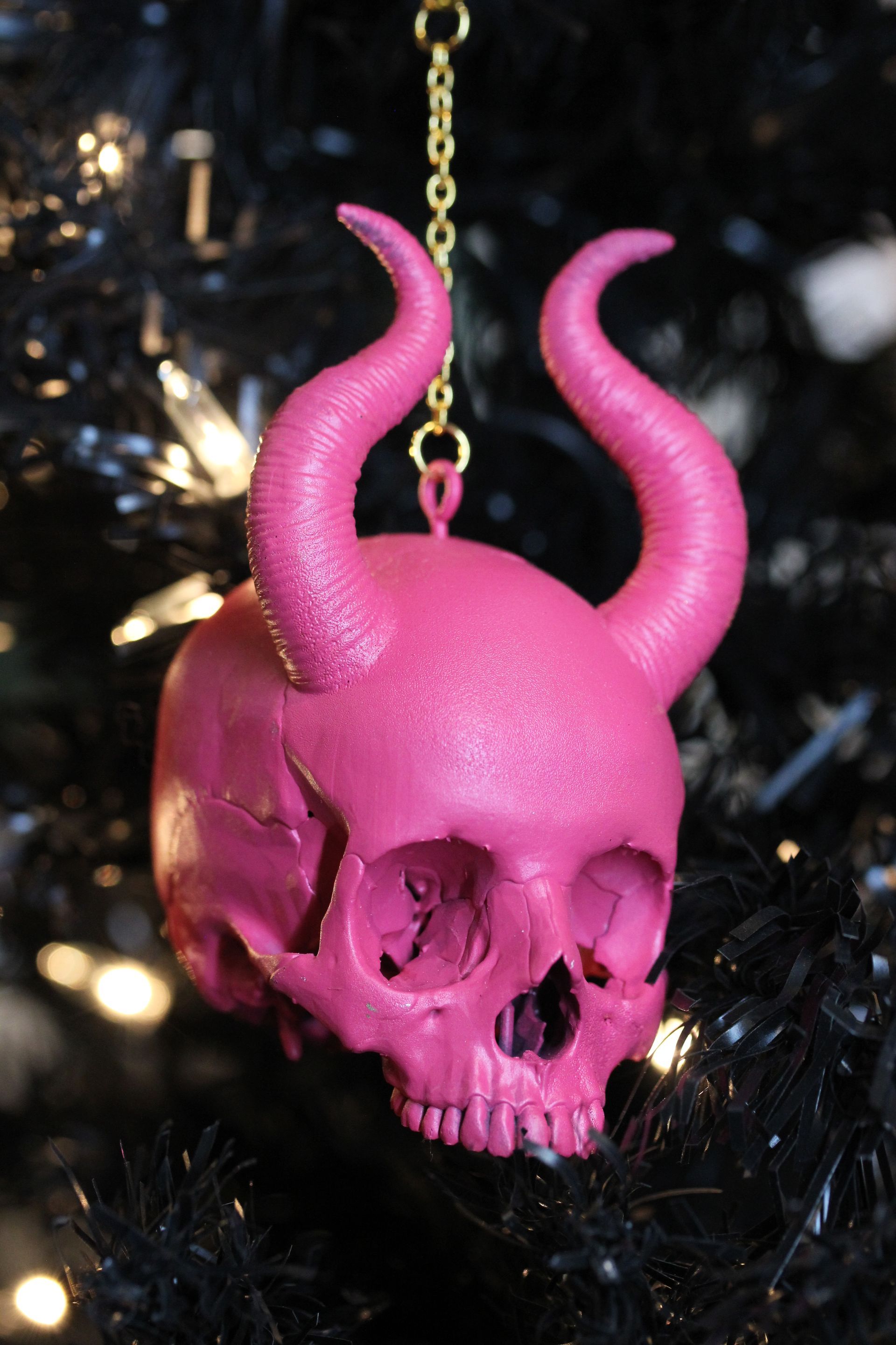 Baby Skull With Horns: Bubble Gum Pink