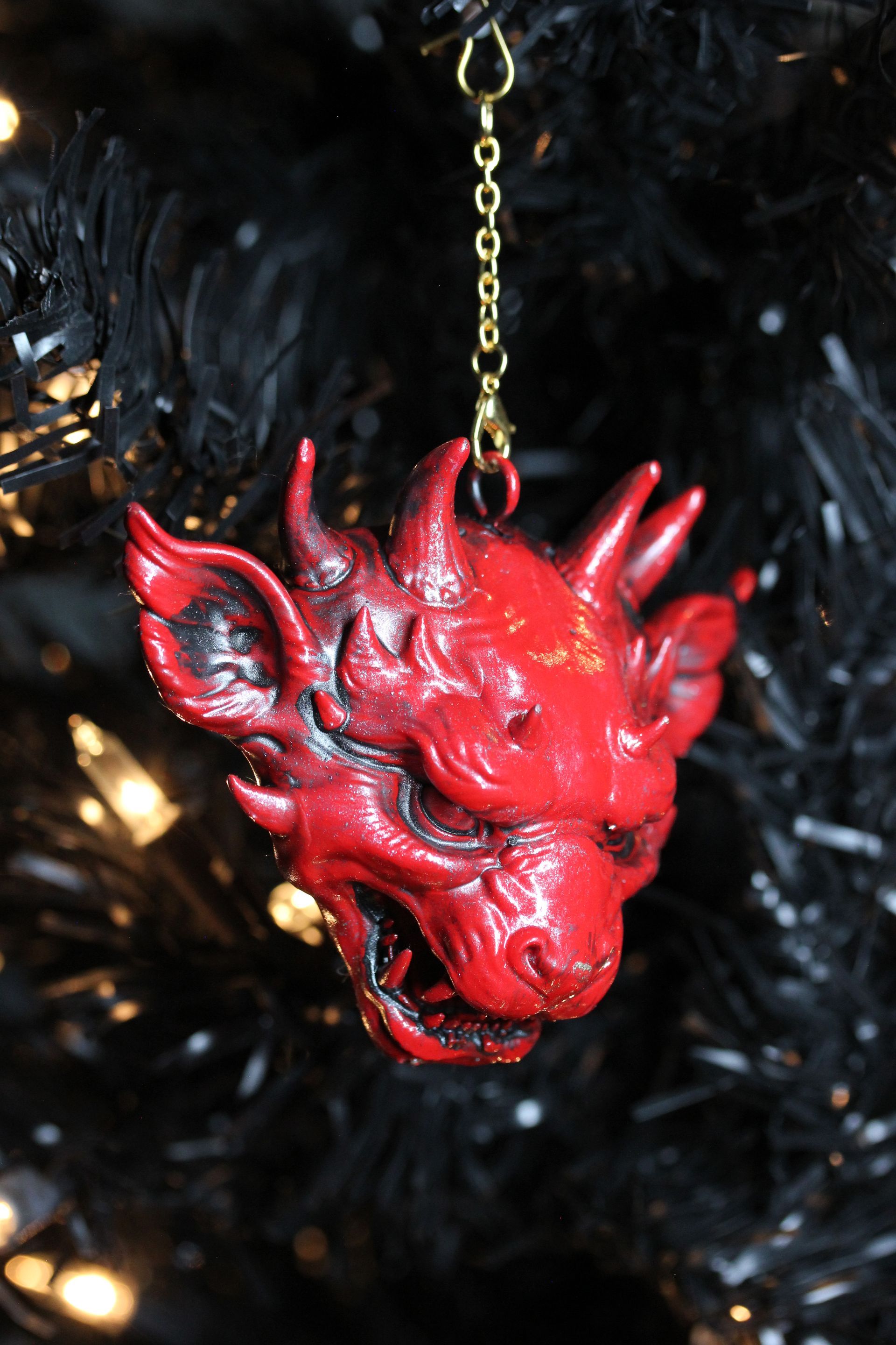 Ornate Dragon Head: Red Antique