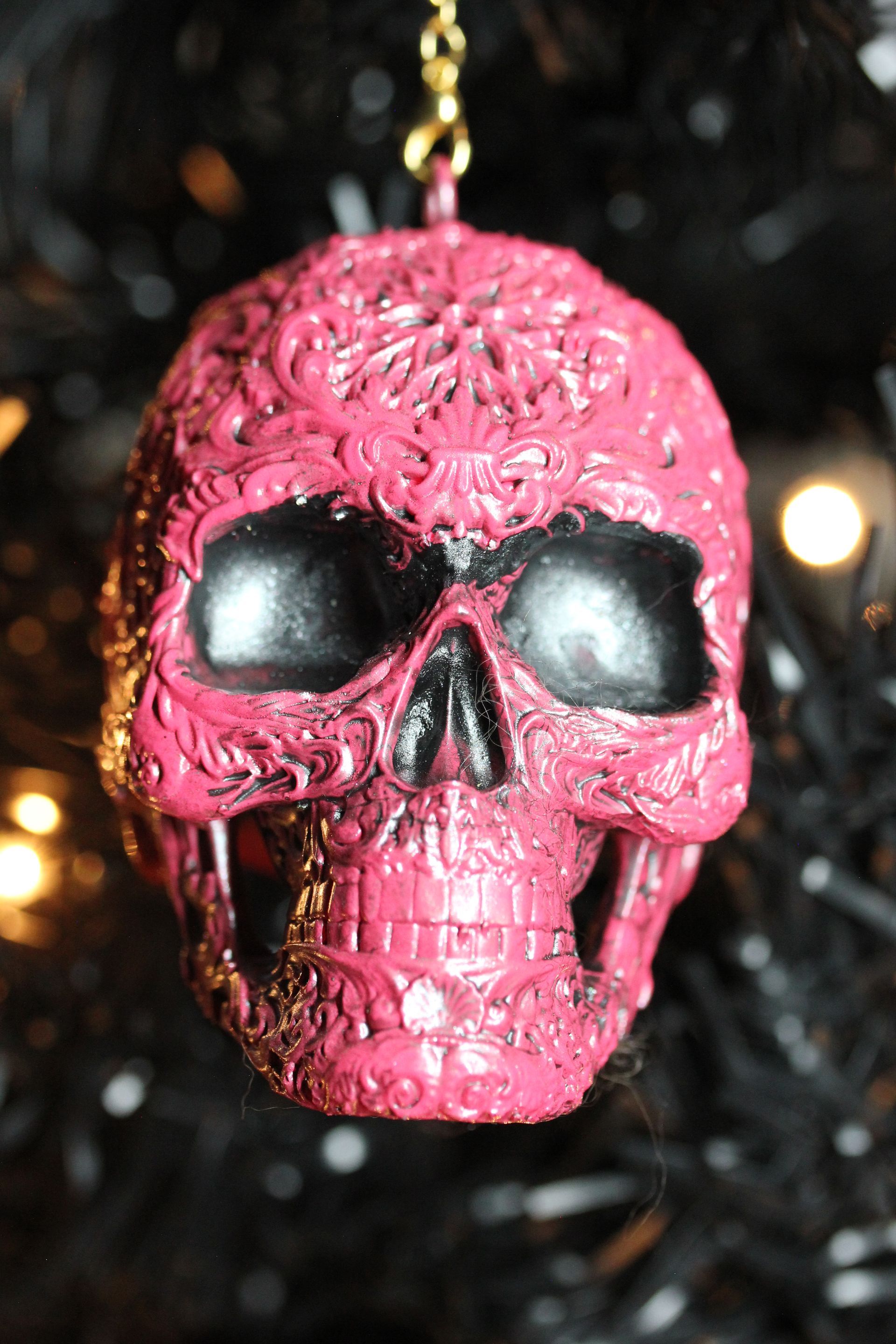Ornate Sugar Skull: BubbleGum Pink Antique