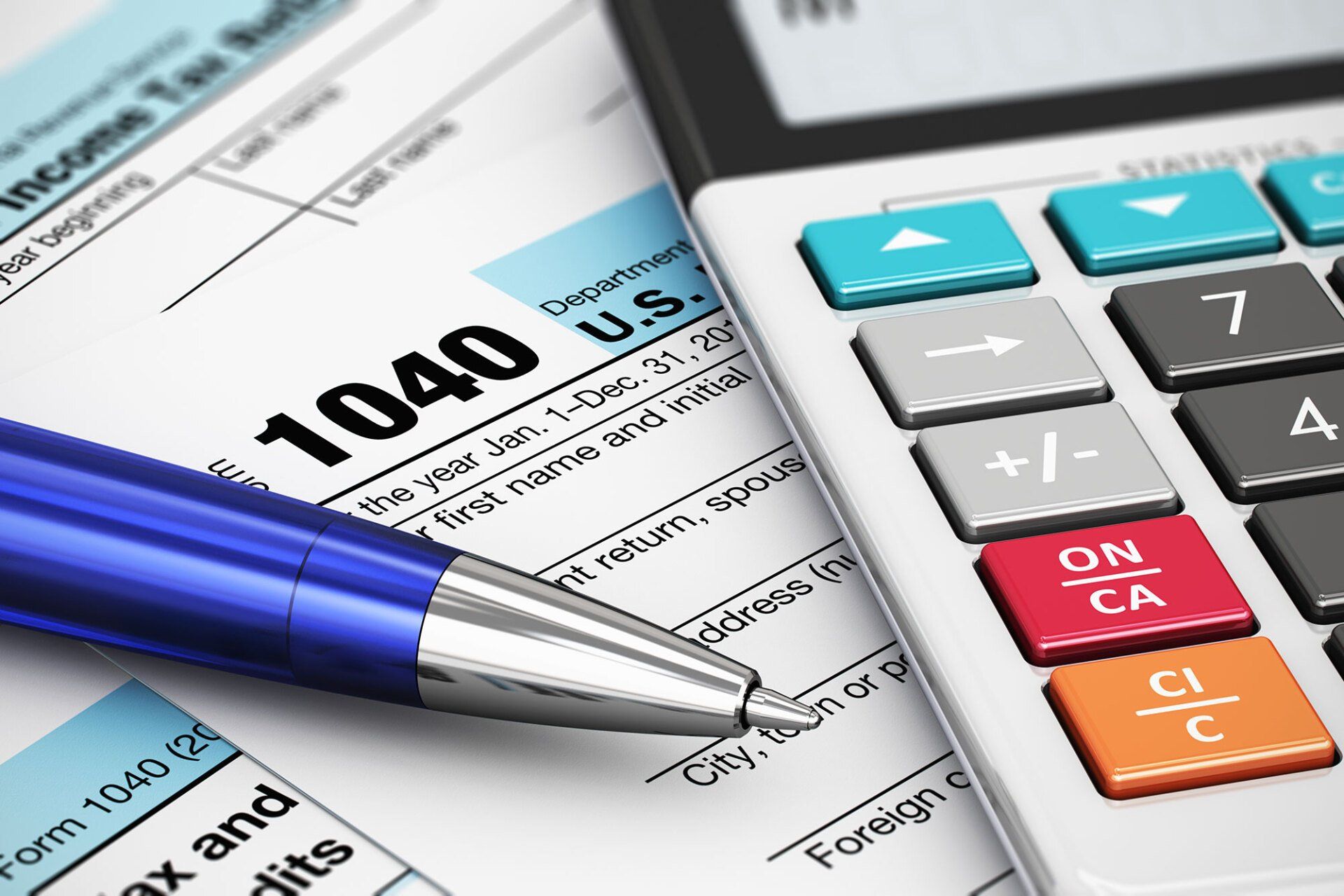 Tax Form, Calculator and Pen — Spartanburg, SC — S. Reel Robertson, CPA, PA