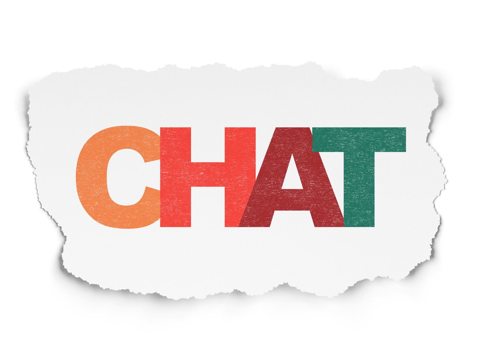 un pezzo di carta con sopra la parola chat