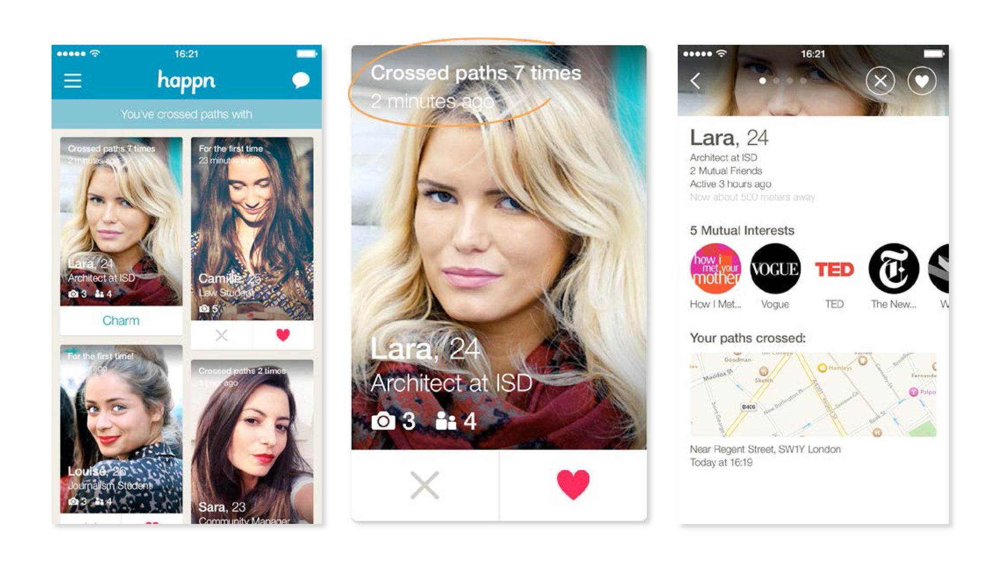 Happn incontri per la strada
