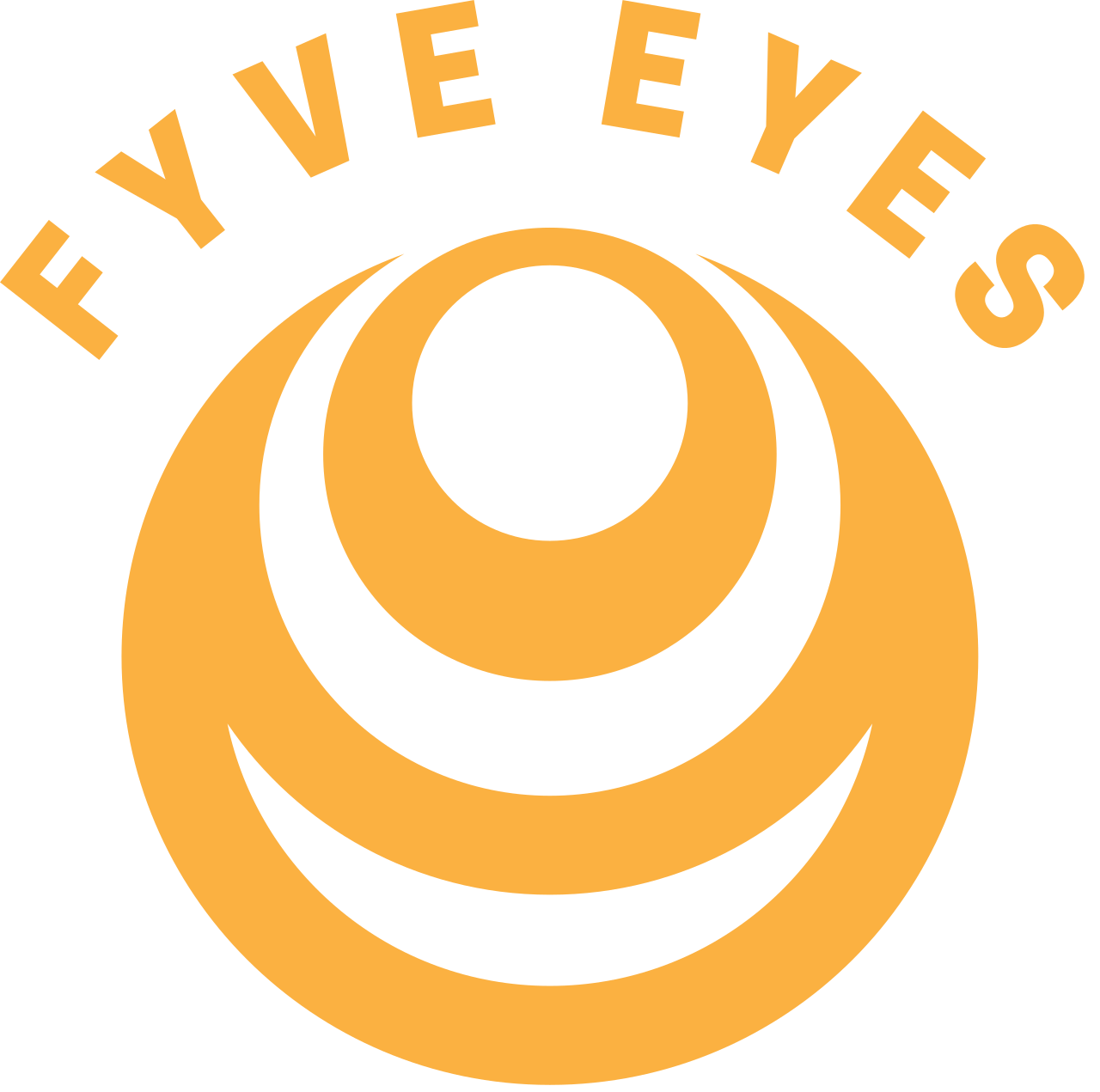 Orange FYVE EYES logo with a stylized eye icon and arched text above it