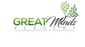 The logo for great minds academy has a tree and leaves on it.