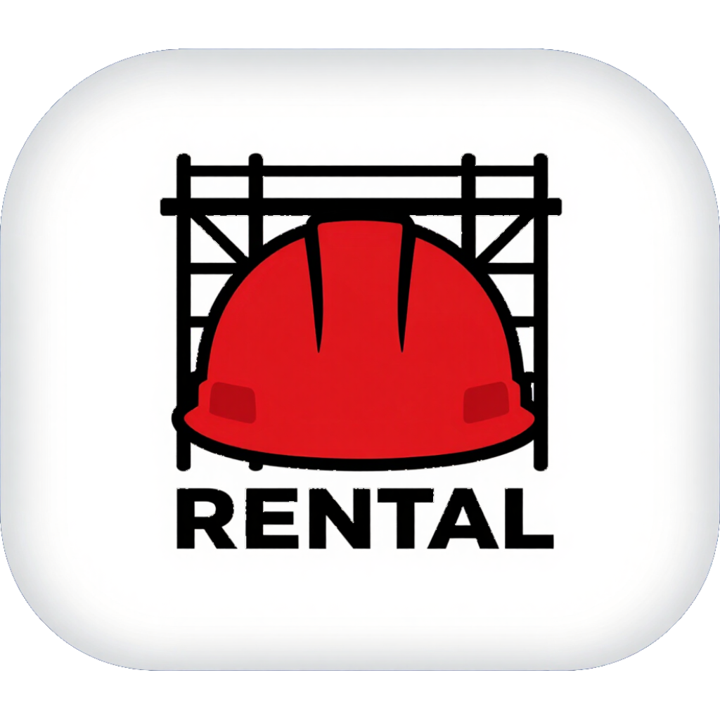 Casco rojo con el icono de un andamio y la palabra