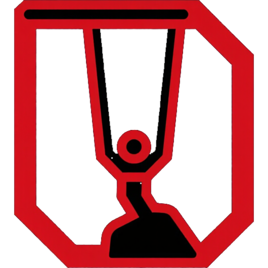 Icono de advertencia rojo con la silueta de una aspiradora negra dentro de una forma de señal de stop.